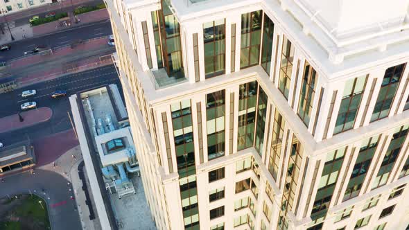 Aerial Shot of Glass Office Building in Business District