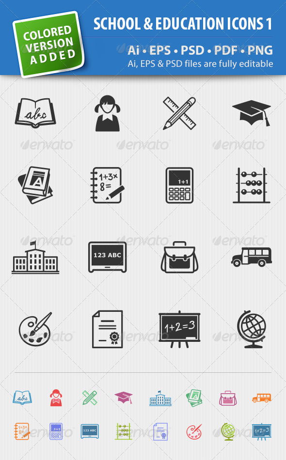 School and Education Icons-Set 1 - Web Icons