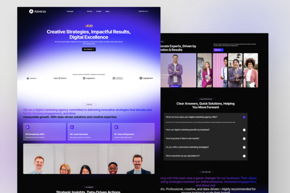 Adverza Digital Marketing Agency Elementor Template Kit for SEO, Ads, and Creative Campaign Services
