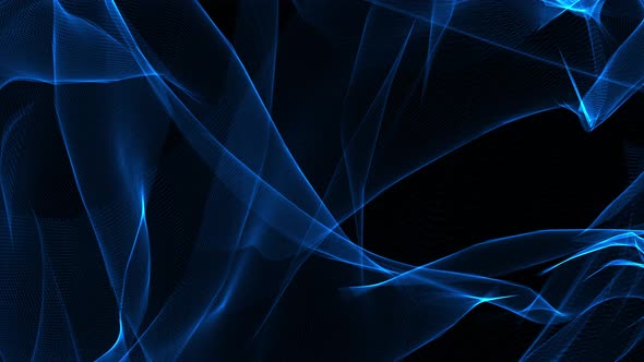 Animation Blue Neon Wave on a Black Background