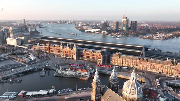 Amsterdam Downtown City Center Central Station Landmark in The Netherlands alt