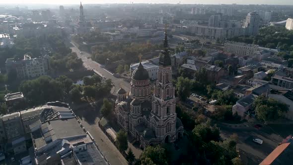 Areial View of Cathedral of the Annunciation Kharkiv Ukraine Before War