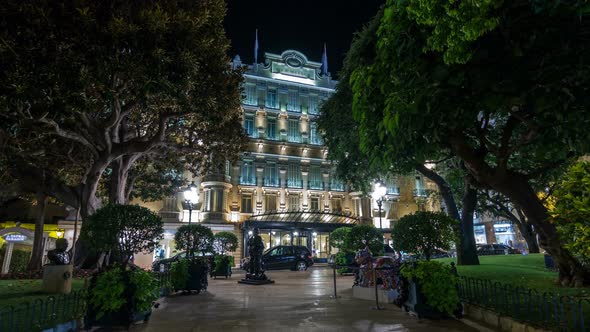 Hotel Hermitage in Monte Carlo Night Timelapse Hyperlapse Monaco alt