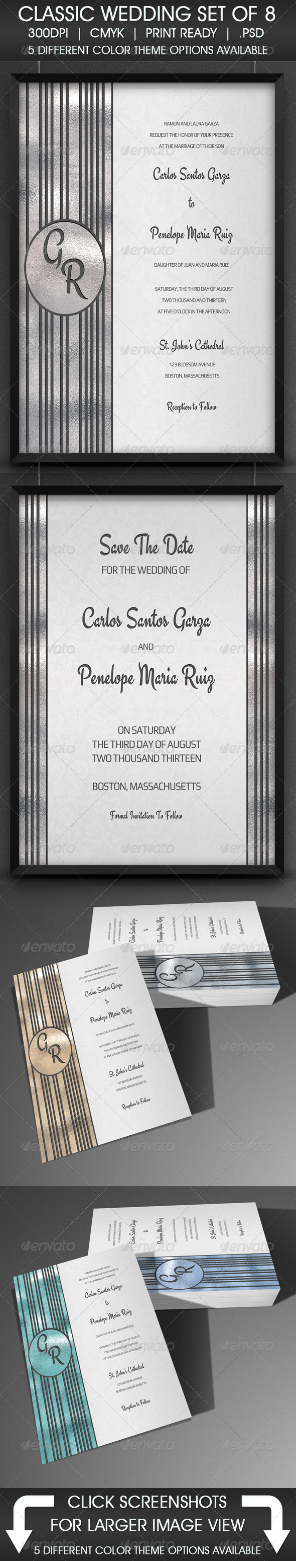Classic Wedding Set of 8 - Weddings Cards & Invites