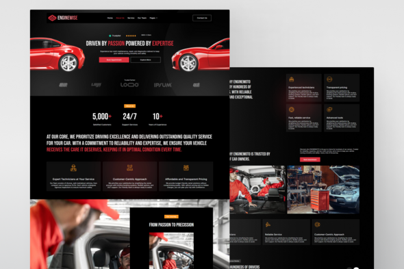 EngineWise Automotive Service Elementor Template Kit for Auto Repair, Car Maintenance, and Mechanic