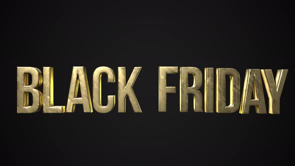 black friday concept template with golden glossy letters and reflection
