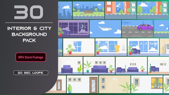 30 Flat Interior And City Background Footage Pack