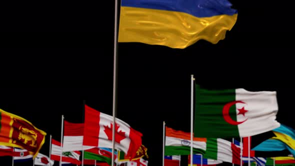 Ukraine Flag With World Flags In Alpha Channel