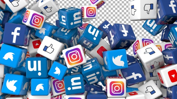 Social Media Icons Transition - Facebook, Twitter, Youtube, Instagram, Linkedin, Like