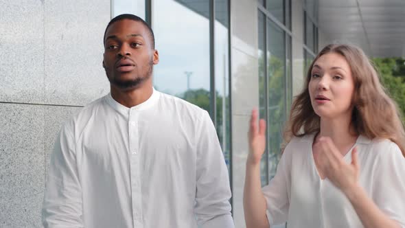 Portrait Outdoors Multiethnic Couple African American Man Frustrated Stressed Bored Guy and alt