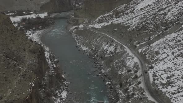Attabad lake in the mountains of Karakorum range Gojal Hunza alt
