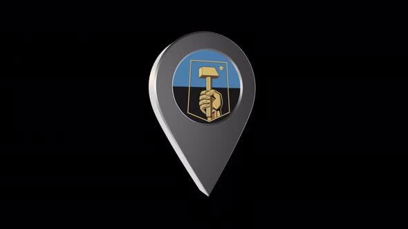 3d Animation Map Navigation Pointer With Flag Of Donetsk (Ukraine) With Alpha Channel - 4K alt