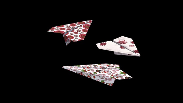 3 Paper Planes - Xmas Decorations - Flying Around - Transparent Loop