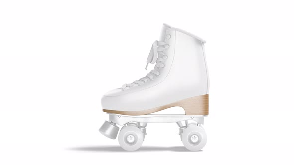 Blank white roller skates with wheels mockup, looped rotation alt