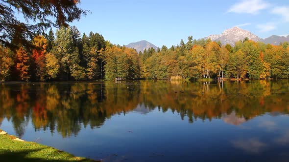 Lake Having Reflections of Forest in Autumn
