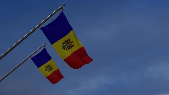 Moldova Flags In The Blue Sky - 4K
