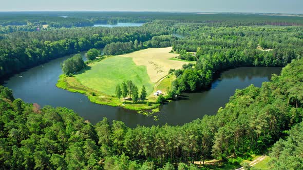 Forest and turn on the river, Zalew Koronowski, Poland alt