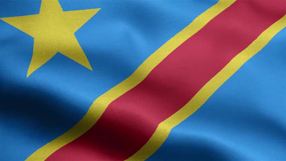 Democratic Republic Of Congo Flag Seamless Closeup Waving Animation alt