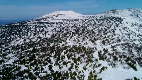 Mountain Landscape in Winter, Aerial Shot