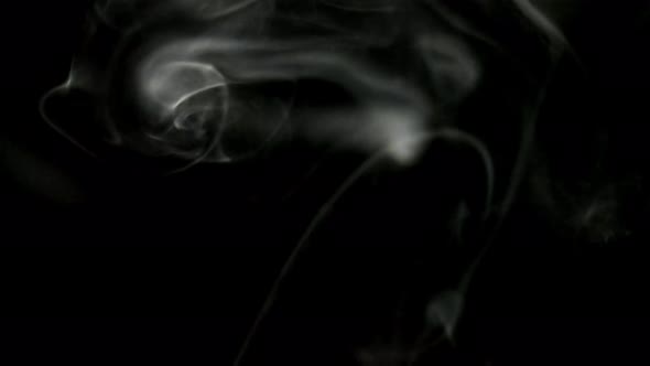 Real steam by a light stream, rises thickly up on a black isolated background. alt