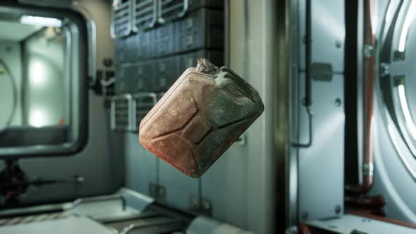 Old Fuel Canister Floating in Internation Space Station alt