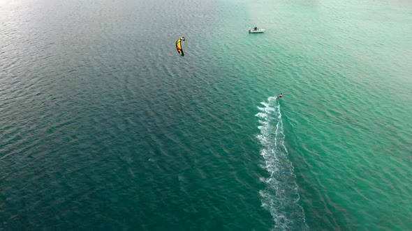 Aerial of Kite Boarder in Kaneohe Bay alt