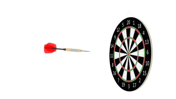 Rotating Dart Arrow Hitting Center of the Target Dartboard Slow Motion alt