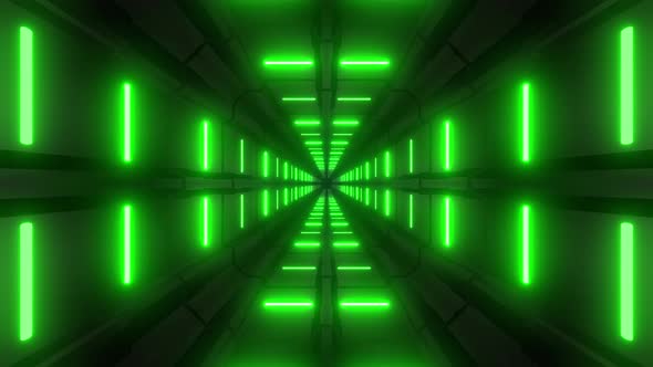 4k Geometric Green Neon Tunnel