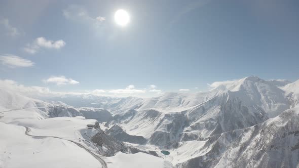 Gondola ski lift in Gudauri. Georgia 2018 winter alt