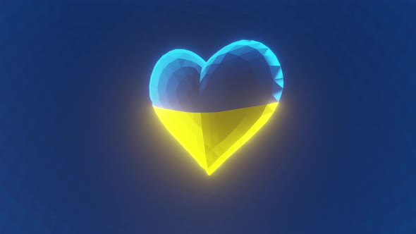 Heart with Ukrainian Flag 3D Render Illustration