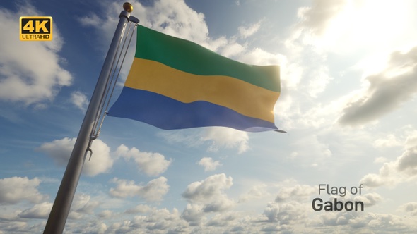 Gabon Flag on a Flagpole - 4K alt