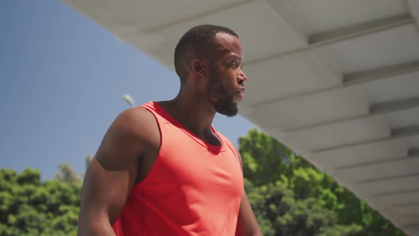 Man exercising in an urban setting alt