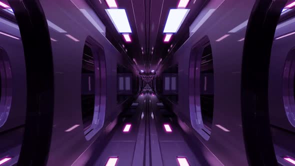 A 3D Illustration of  FHD 60FPS Corridor with Neon Illumination