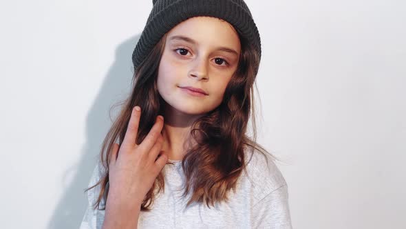 Child Fashion Urban Look Confident Girl Posing alt