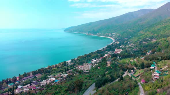 Aerial View of Gagra Town in Abkhazia alt