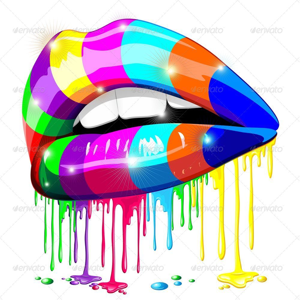 Sensual Lips Psychedelic Rainbow Glowing Paint, Vectors | GraphicRiver