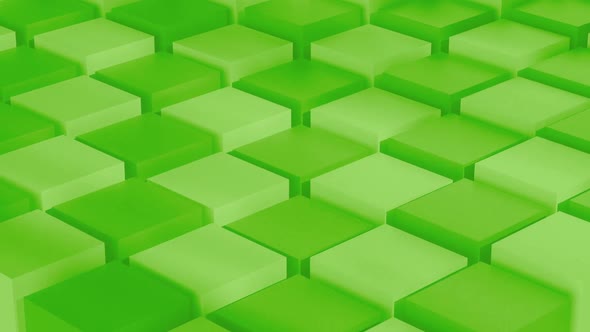 Isometric Green Cubes Pattern Moving Diagonally. Seamlessly Loopable Animation
