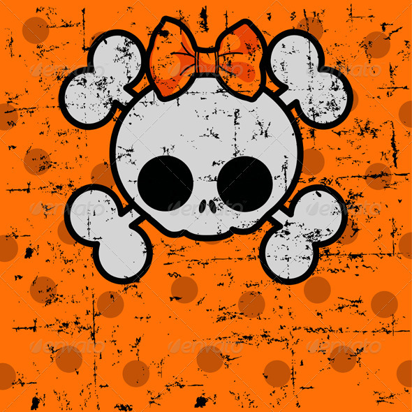 Halloween Skull with bow - Halloween Seasons/Holidays