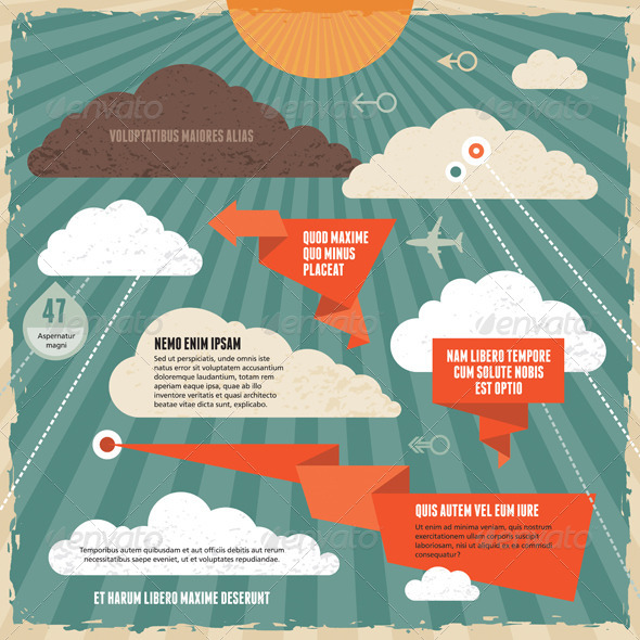 Clouds Vintage Background Concept - Conceptual Vectors