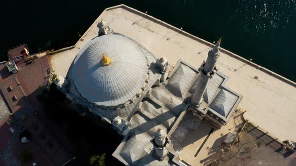 Istanbul Bosphorus And Ortakoy Mosque Quarantine Aerial View 