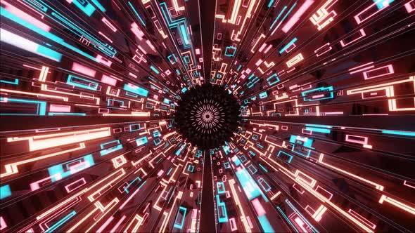 HD 3D animation. Abstract futuristic geometric background with lines, glow. Glowing lines frame