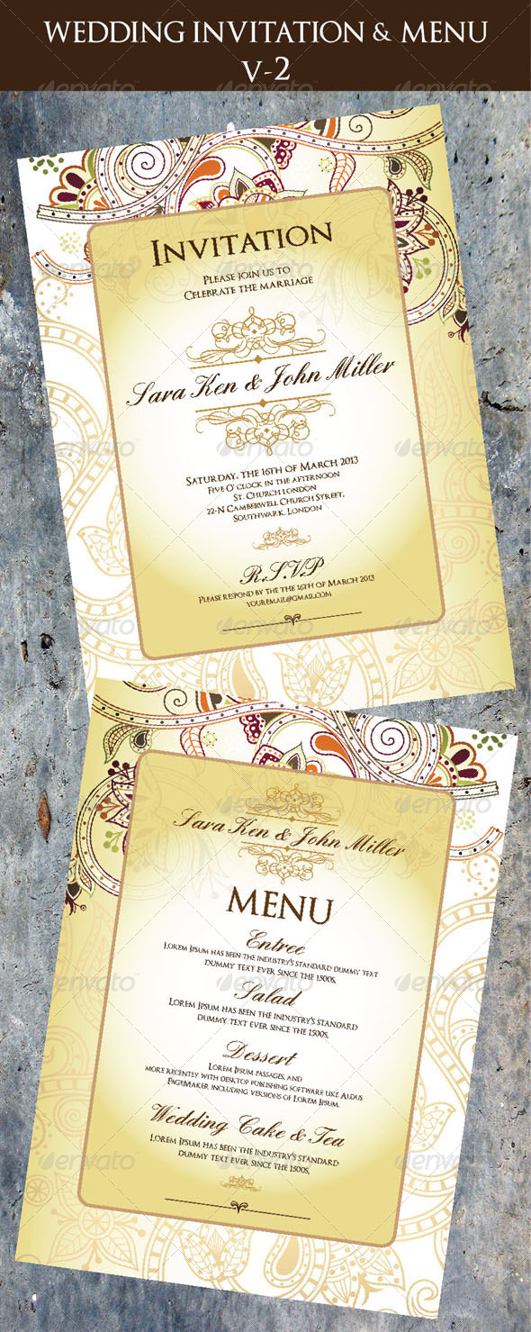 Wedding Invitation & Menu Cards V-2 - Invitations Cards & Invites