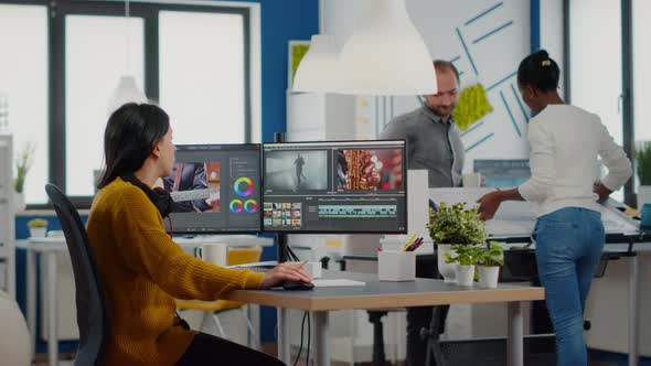 Video Editor and Sound Engineer Working Togenther at Project alt