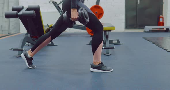 Lunging Legs with Dumbbells Basic Exercise alt