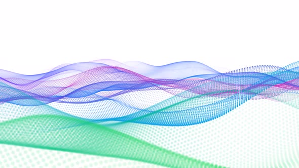Digital Colorful Gradient Particle Line Wave Animation On White Background alt