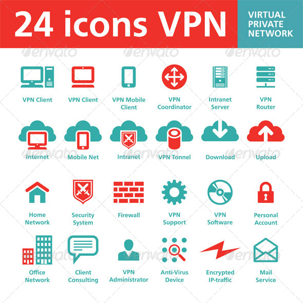 24 icons VPN (Virtual Private Network) - Web Icons