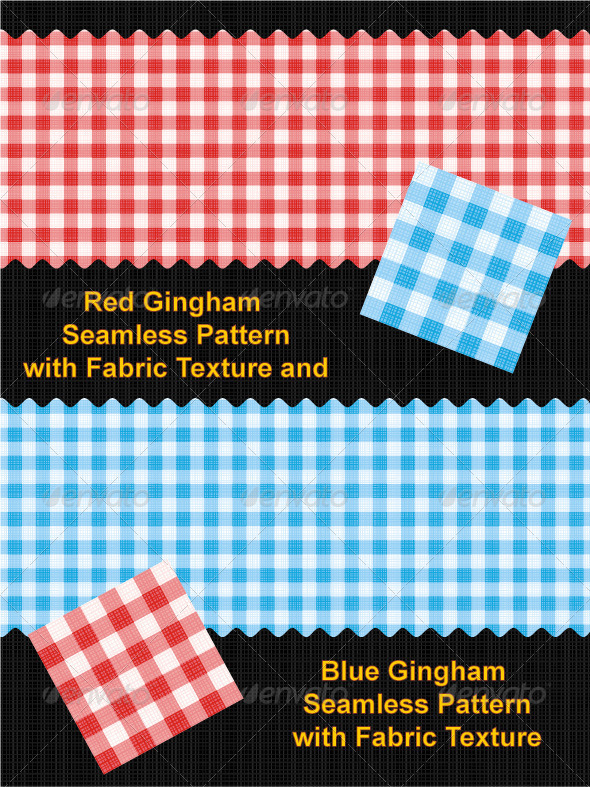 Red and Blue Gingham Seamless Patterns - Patterns Decorative