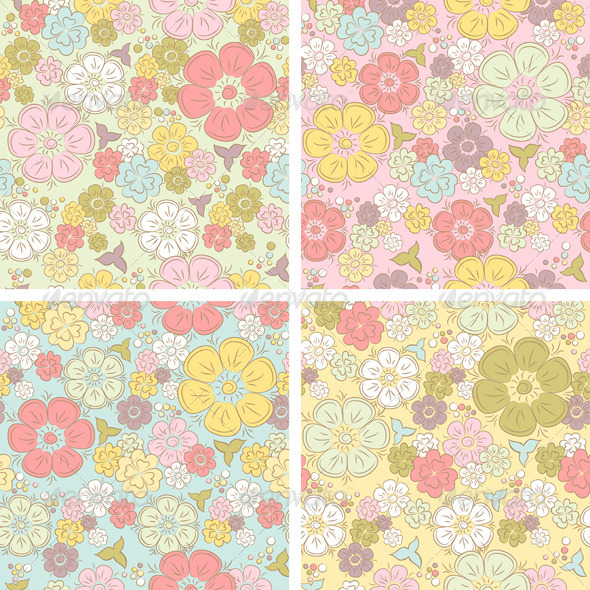 Pastel Seamless Floral Pattern - Patterns Decorative