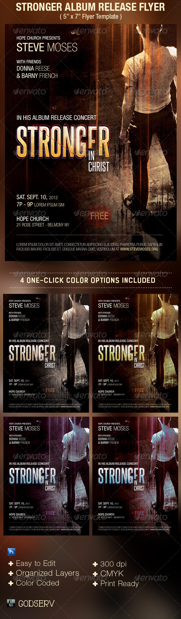 Stronger Album Release Flyer Template - Church Flyers