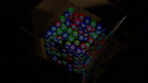 Abstract Flashing Balls in a Glass Cube